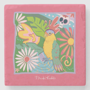 Frida Kahlo Parrot Graphic Stone Coaster
