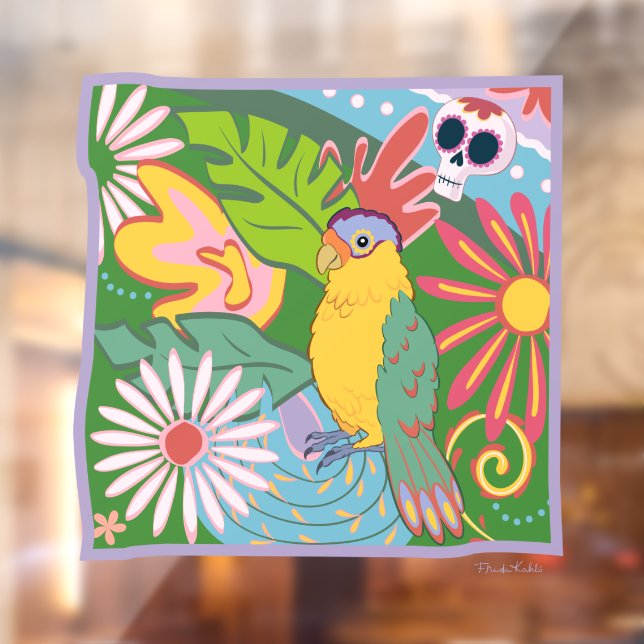 Frida Kahlo Parrot Graphic Window Cling (Sheet 2)