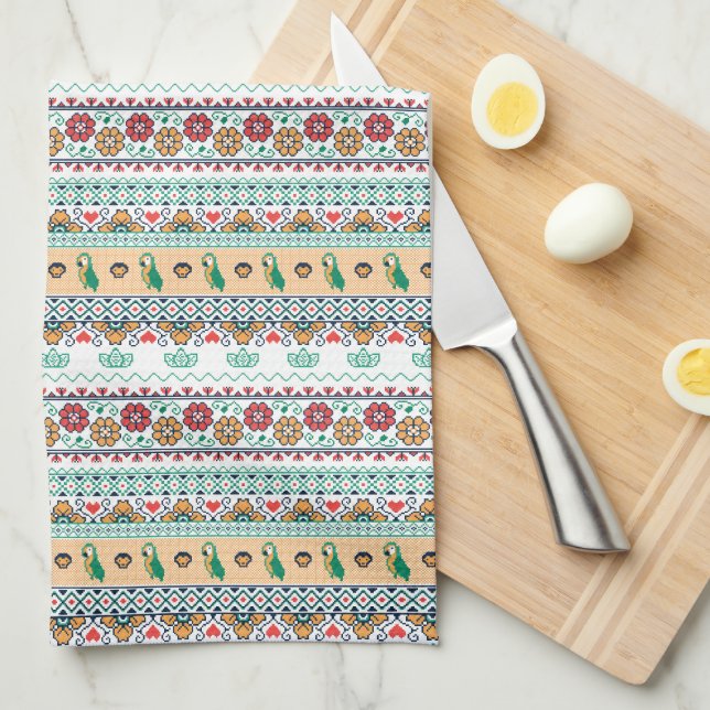 Frida Kahlo | Patrón de Colores Kitchen Towel (Quarter Fold)