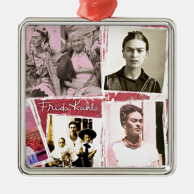 Frida Kahlo Photo Montage Metal Ornament (Front)