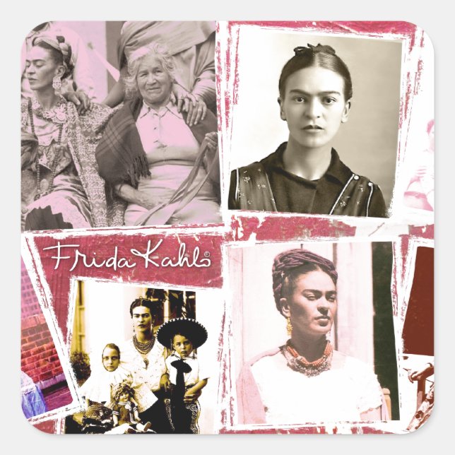 Frida Kahlo Photo Montage Square Sticker (Front)