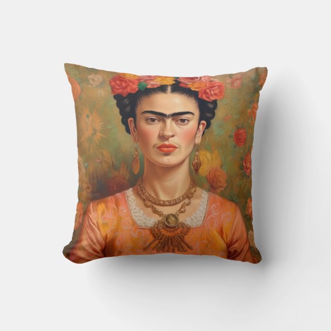 Frida Kahlo Pillow, Cushion, Frida Decor Throw Pillow (Front)