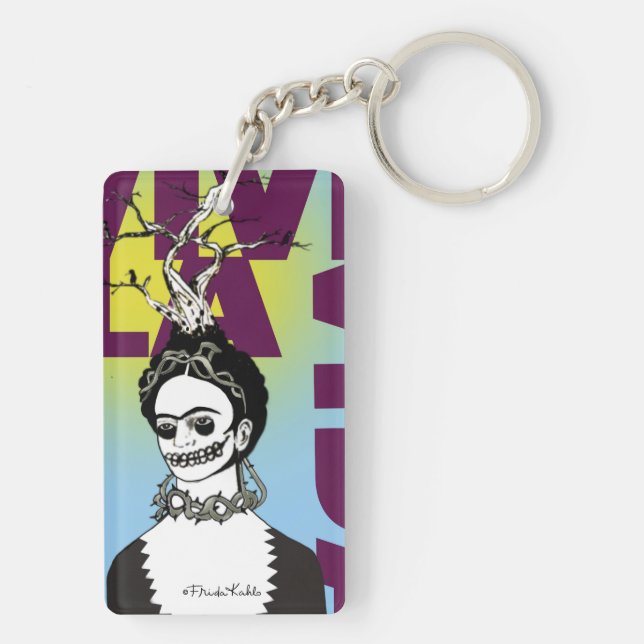 Frida Kahlo Pop Art Portrait Keychain (Back)