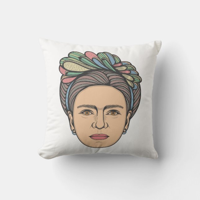 Frida Kahlo Portrait Art Throw Pillow (Front)