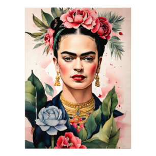 Frida Kahlo Portrait with Flowers Photo Print