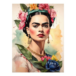 Frida Kahlo Portrait with Flowers Photo Print