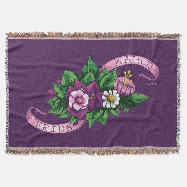 Frida Kahlo | Purple Floral Bouquet Throw Blanket (Front)