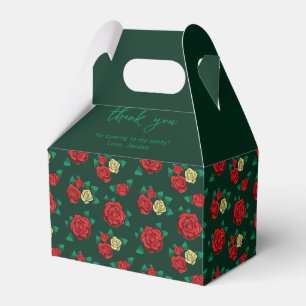 Frida Kahlo Red and Gold Rose Pattern Favor Box