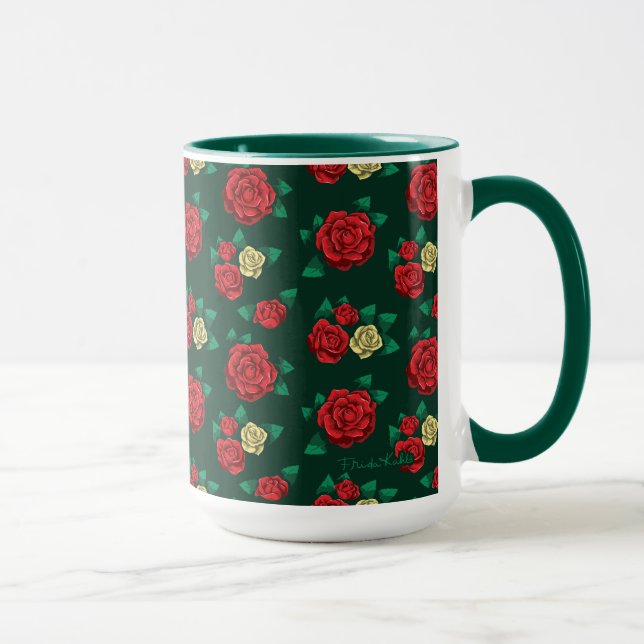 Frida Kahlo | Red and Gold Rose Pattern Mug (Right)