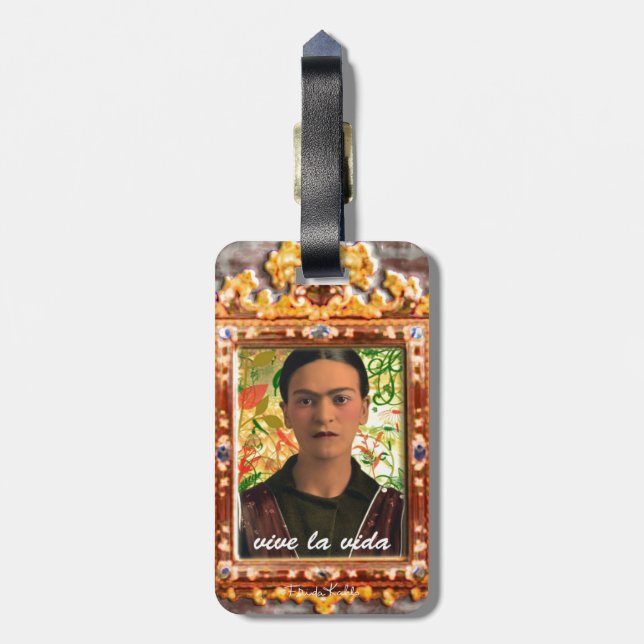 Frida Kahlo Reflejando Luggage Tag (Back Vertical)