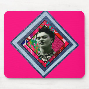 Frida Kahlo Retro Denim Diamond Mouse Pad