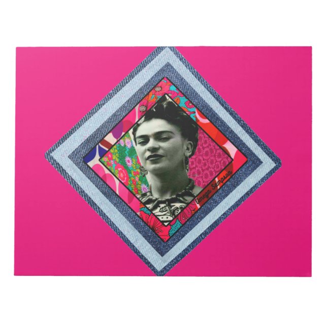 Frida Kahlo Retro Denim Diamond Notepad (Front)