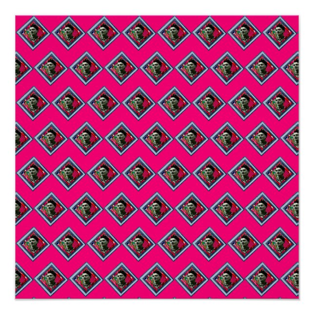 Frida Kahlo Retro Denim Diamond Poster (Front)