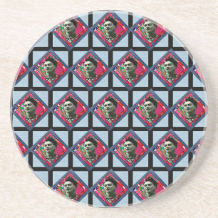 Frida Kahlo Retro Pink Denim Coaster