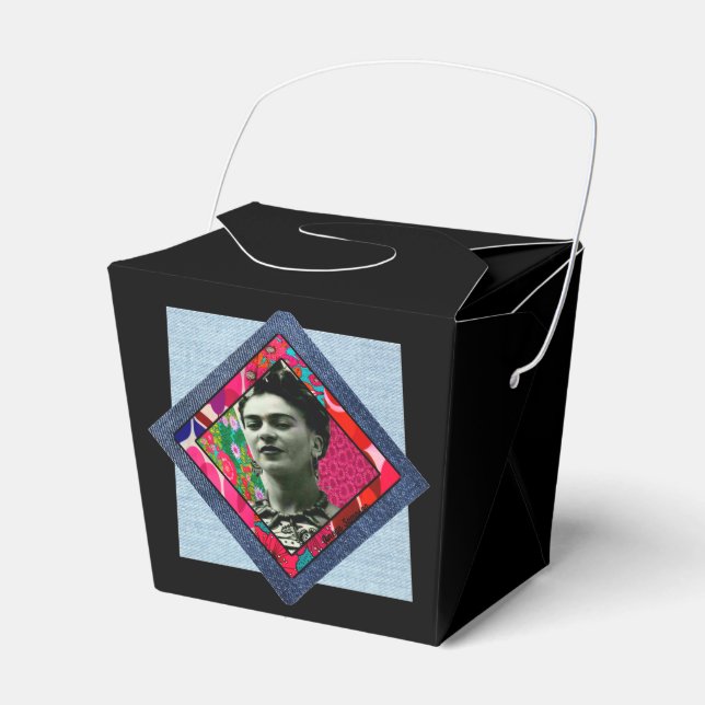Frida Kahlo Retro Pink Denim Favor Box (Front Side)