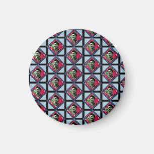Frida Kahlo Retro Pink Denim Magnet
