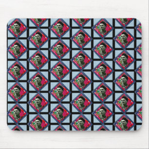Frida Kahlo Retro Pink Denim Mouse Pad