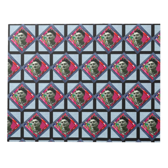 Frida Kahlo Retro Pink Denim Notepad (Front)