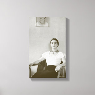 Frida Kahlo Seated w/ Frida Painting Canvas Print