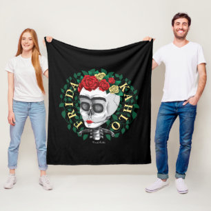 Frida Kahlo Skull with Rose Crown Fleece Blanket