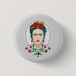 Frida Kahlo Vintage Floral 1 Inch Round Button