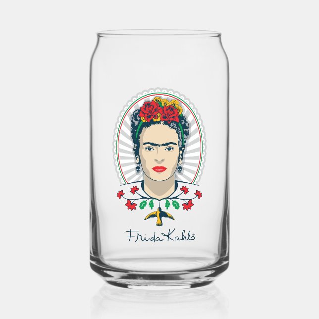 Frida Kahlo | Vintage Floral Can Glass (Front)