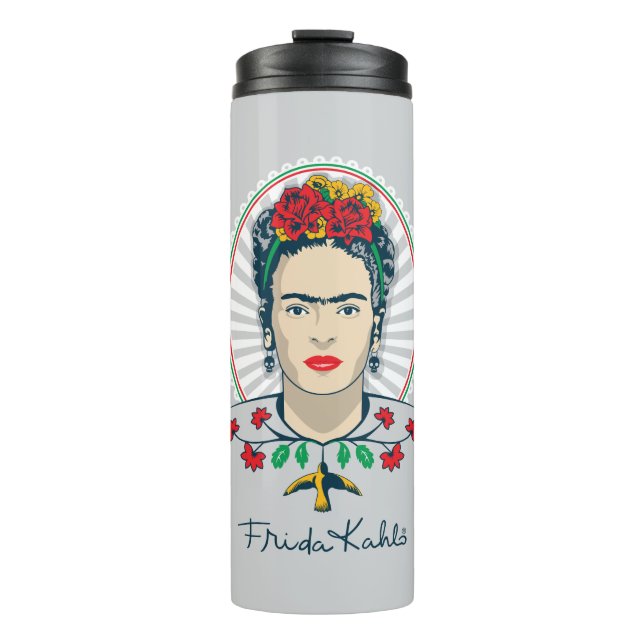Frida Kahlo | Vintage Floral Thermal Tumbler (Front)