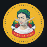 Frida Kahlo | Viva la Vida Large Clock<br><div class="desc">This vibrant design depicts a striking illustration of the Mexican painter Frida Kahlo. The unconventionally beautiful artist shines in this colourful graphic with the words Viva la Vida displayed in a bold font. Viva la Vida translates to Live Life and was the title of Kahlo�s colourful painting depicting watermelons. The...</div>