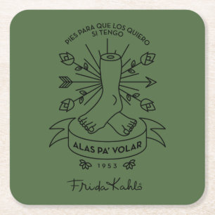 Frida Kahlo   Wings to Fly Square Paper Coaster