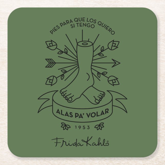 Frida Kahlo | Wings to Fly Square Paper Coaster (Front)