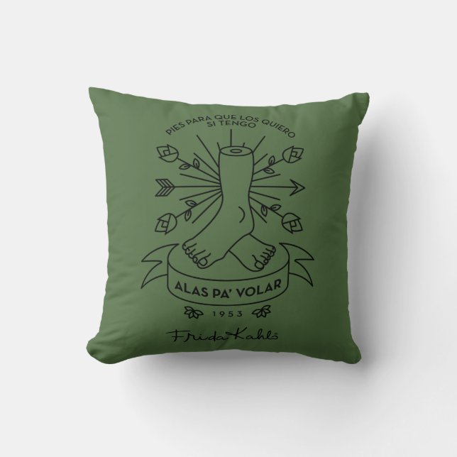 Frida Kahlo | Wings to Fly Throw Pillow (Front)
