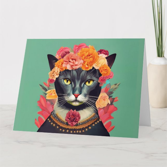 Frida the Cat Wall Clock Card (Front)