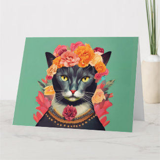 Frida the Cat Wall Clock Card