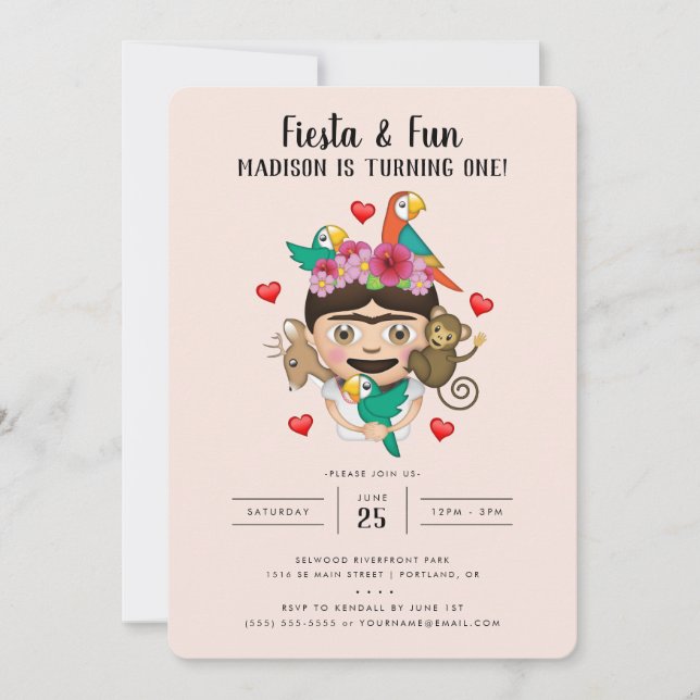 FridaMoji Fiesta Birthday Invitation (Front)
