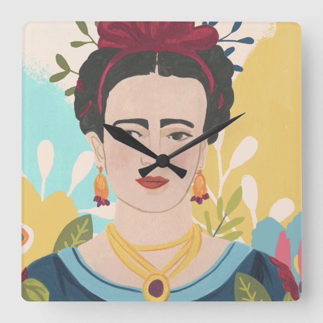 Frida's Garden Collection Square Wall Clock (Front)