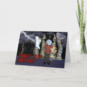 Friday 13th Birthday, Spooky Ghost, and creatures Card