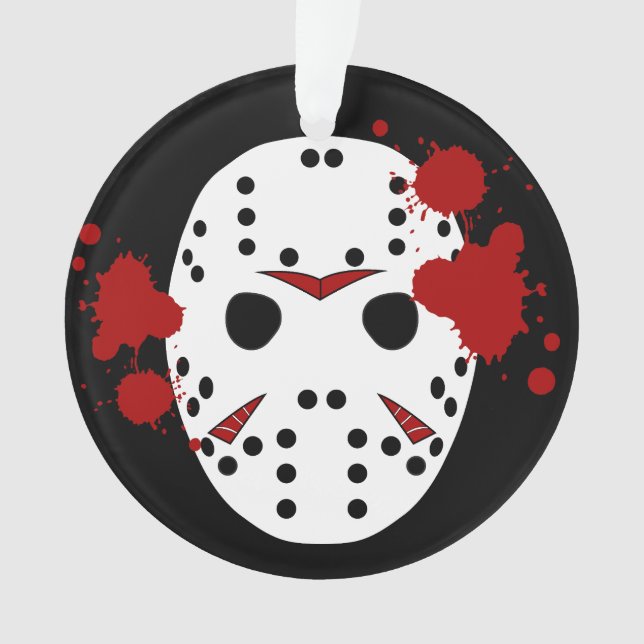 Friday 13th Halloween Mask Blood Spattered Ornament (Front)