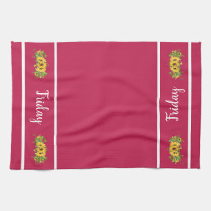Friday Day of the Week Sunflower Kitchen Towel
