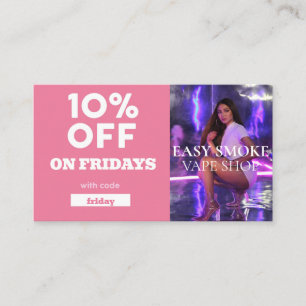 Friday Discount Code Special Vape Shop Business Card