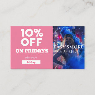 Friday Discount Code Special Vape Shop Business Card
