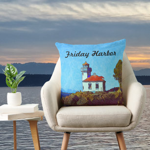 Friday Harbor Lime Kiln Lighthouse Square Pillow