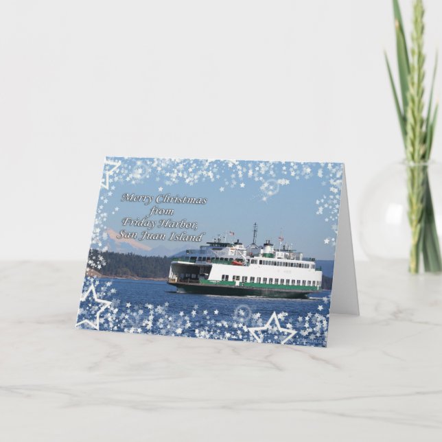 Friday Harbour Ferry Christmas Happy Holidays Holiday Card (Front)