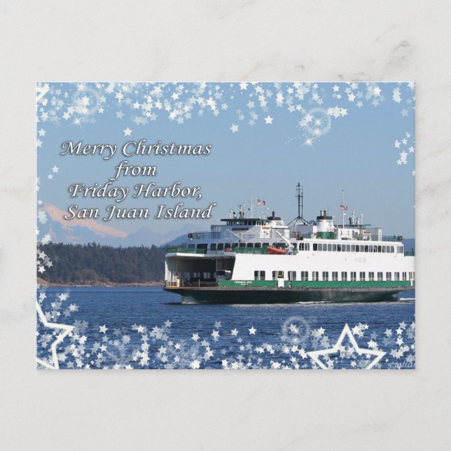 Friday Harbour Ferry Christmas Happy Holidays Holiday Postcard (Front)