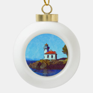 Friday Harbour Lime Kiln Lighthouse Ceramic Ball Christmas Ornament