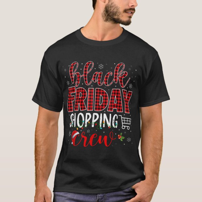 Friday Shopping Crew Christmas Black   T-Shirt (Front)