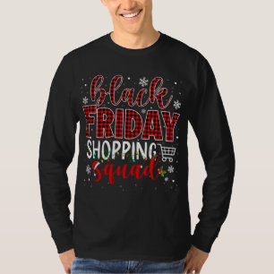 Friday Shopping Squad Santa Plaid Family Black Chr T-Shirt