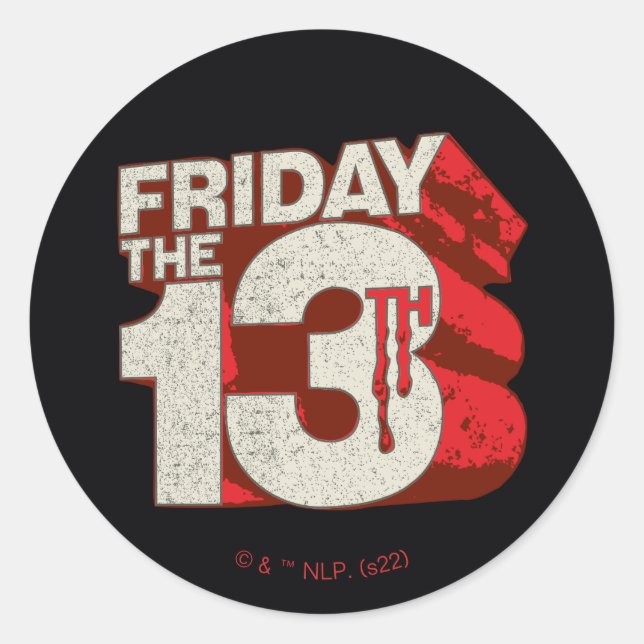 Friday the 13th | Bleeding Stacked 3D Logo Classic Round Sticker (Front)