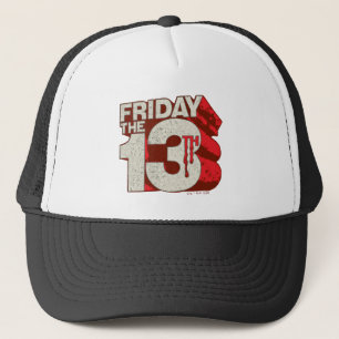 Friday the 13th Bleeding Stacked 3D Logo Trucker Hat