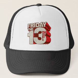 Friday the 13th   Bleeding Stacked 3D Logo Trucker Hat