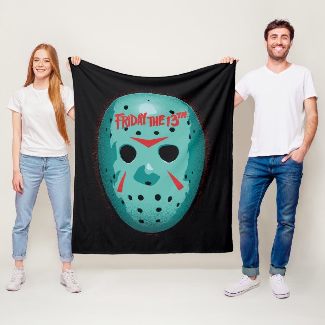 Friday the 13th | Blue Hockey Mask Graphic Fleece Blanket (In Situ)